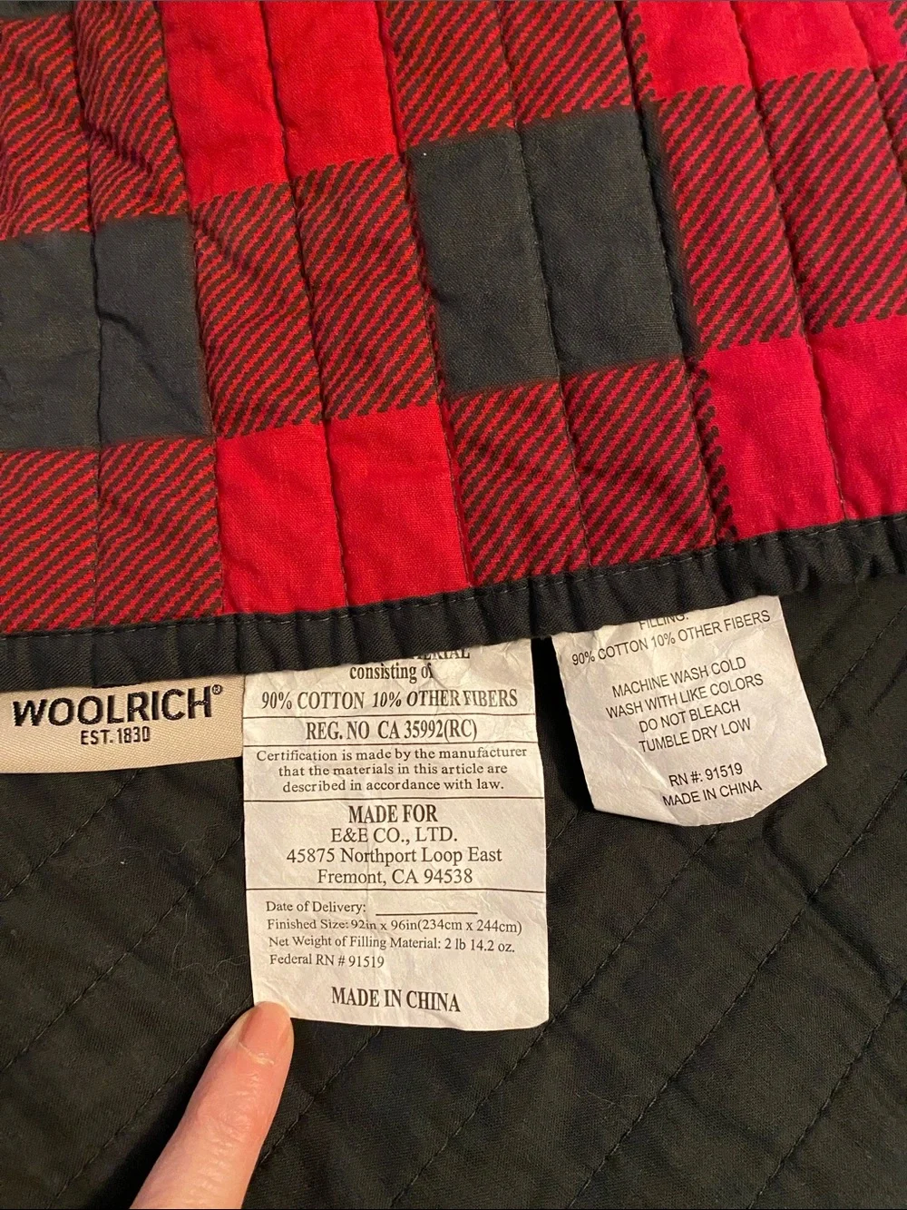 Woolrich Plaid Check Buffalo Plaid Cotton Quilt